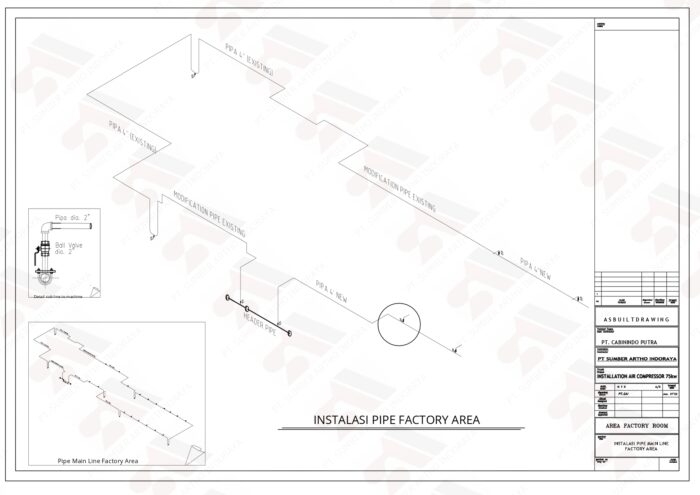 Drawing Modification Piping New Main Line Production
