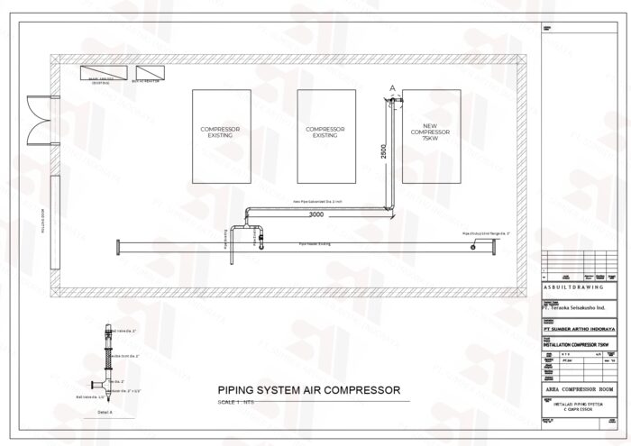 Drawing Installation New Compressor Inverter 75KW